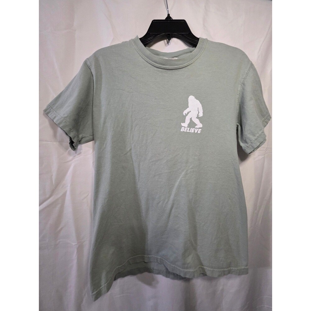 Comfort Colors Bigfoot Believe Graphic T Shirt S Green Heavyweight Cotton